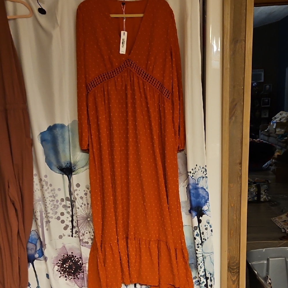 Elegant Rust Maxi Dress